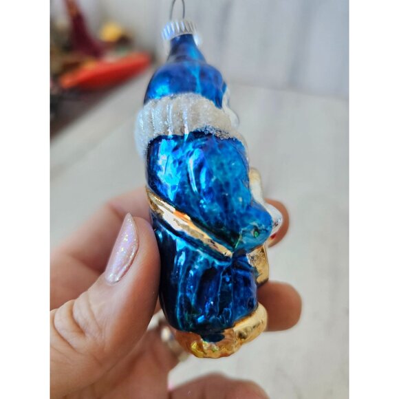 Vintage Mercury glass clown drum orchestra flocked blue ornament Xmas tree - Picture 5 of 9